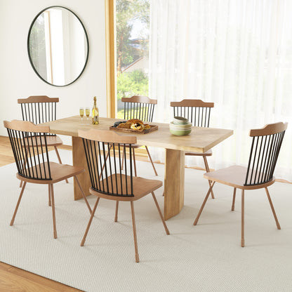 Dining Chairs Set of 2 with Spindle Back and Contoured Seat