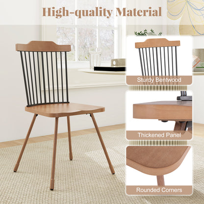 Dining Chairs Set of 2 with Spindle Back and Contoured Seat