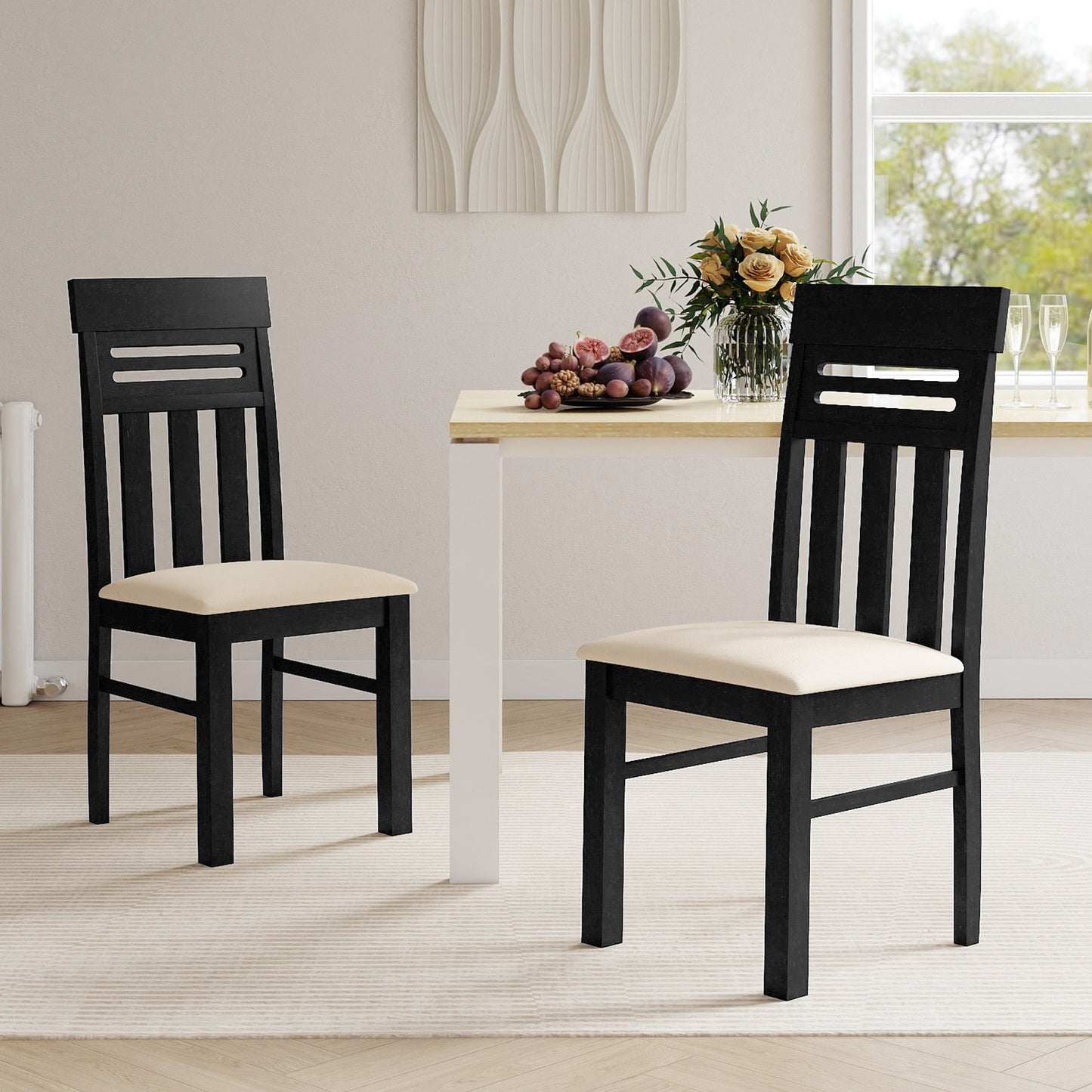 High Back Dining Chairs Set of 2 with Ergonomic Support