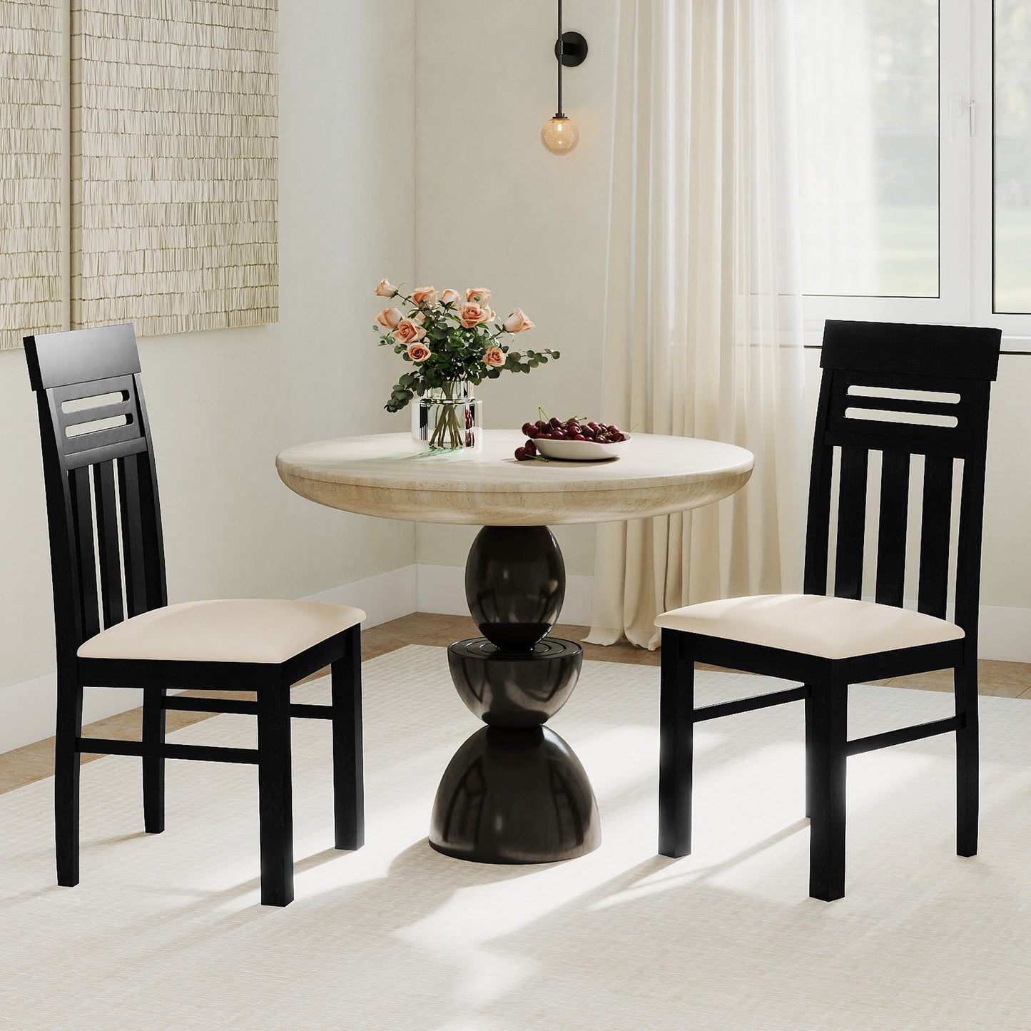 High Back Dining Chairs Set of 2 with Ergonomic Support