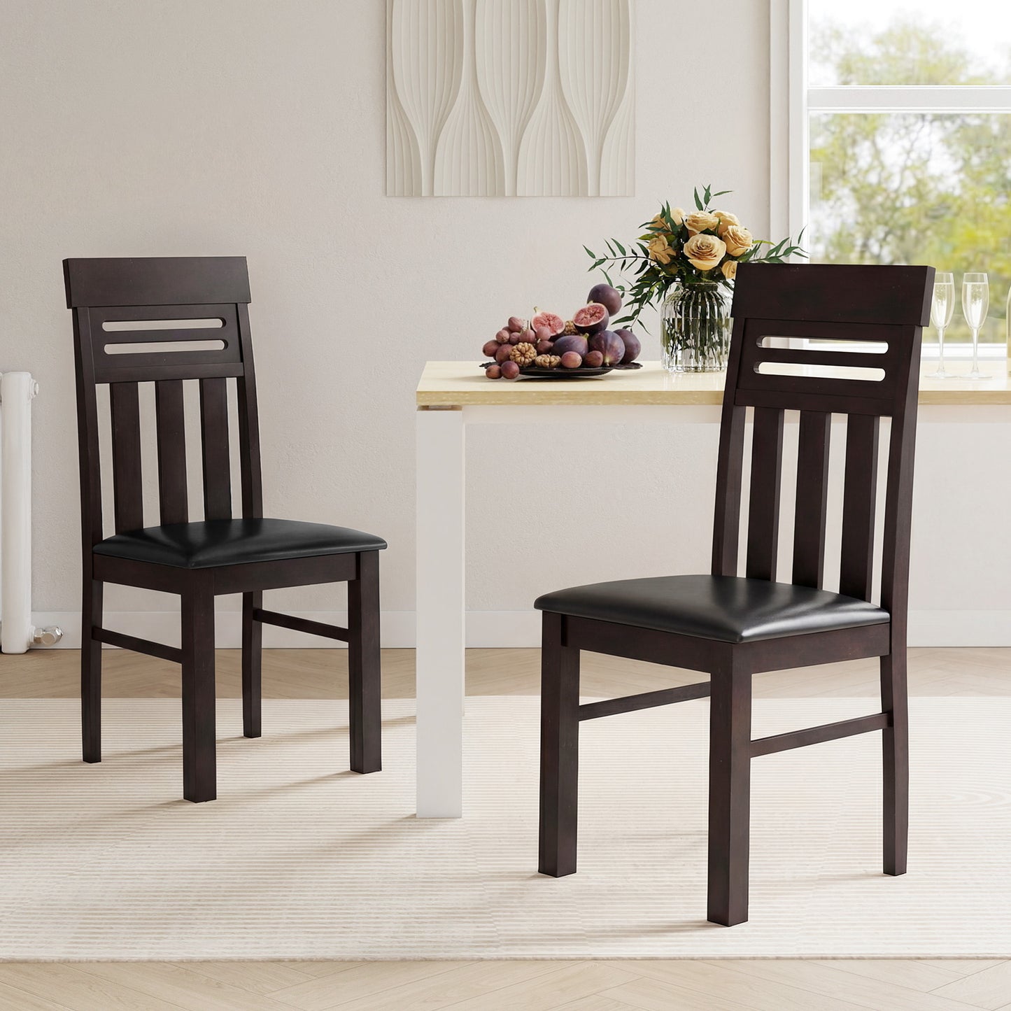 High Back Dining Chairs Set of 2 with Ergonomic Support