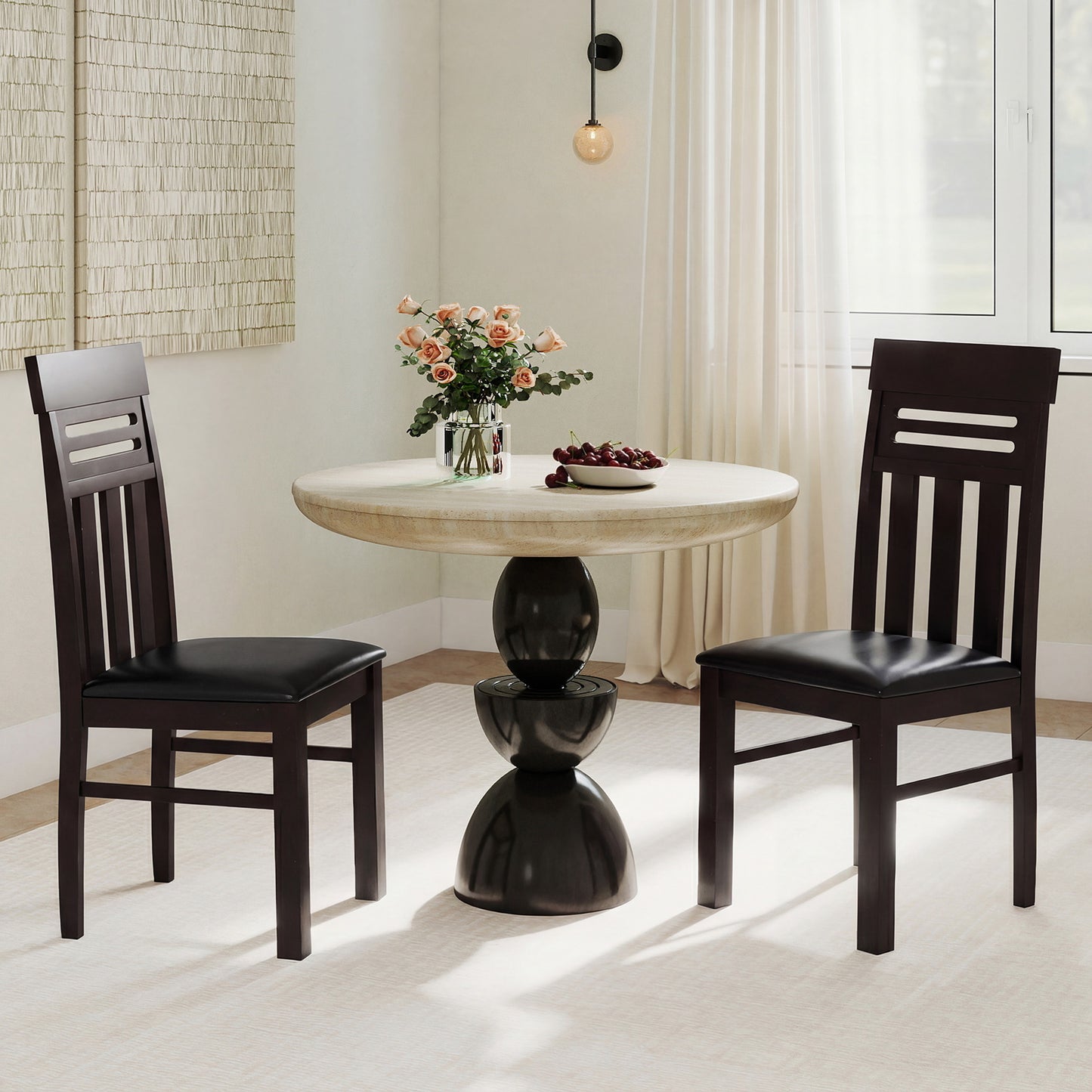 High Back Dining Chairs Set of 2 with Ergonomic Support
