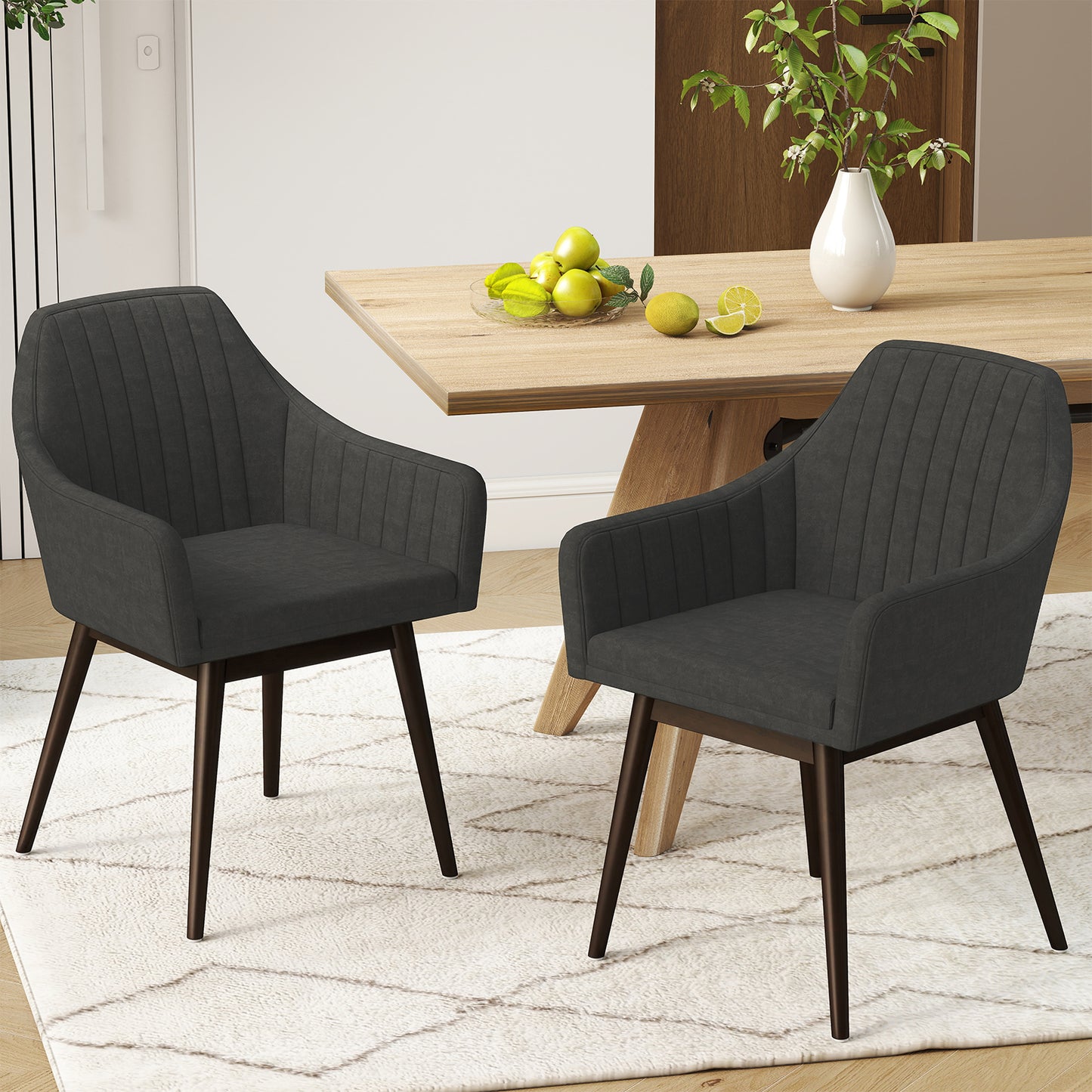 Upholstered Dining Chairs Set of 2 with Padded Backrest