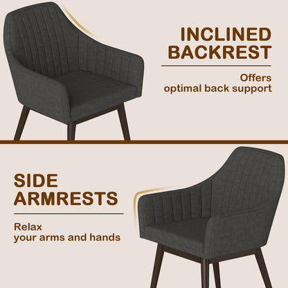 Upholstered Dining Chairs Set of 2 with Padded Backrest