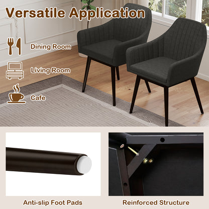 Upholstered Dining Chairs Set of 2 with Padded Backrest