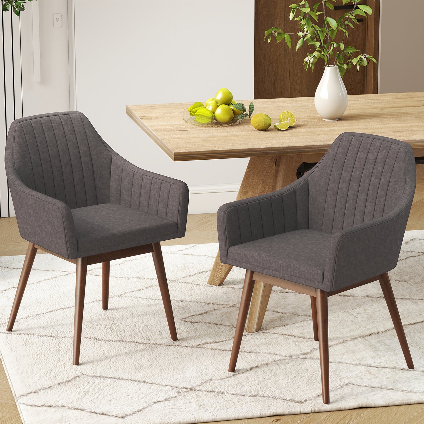 Upholstered Dining Chairs Set of 2 with Padded Backrest