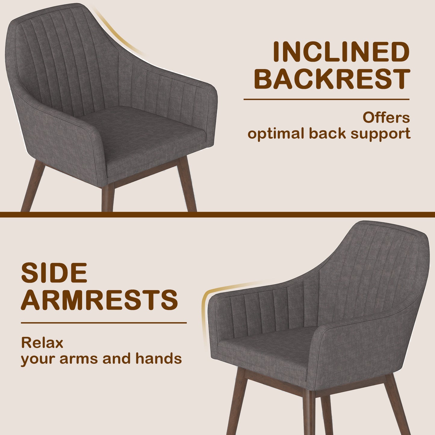Upholstered Dining Chairs Set of 2 with Padded Backrest