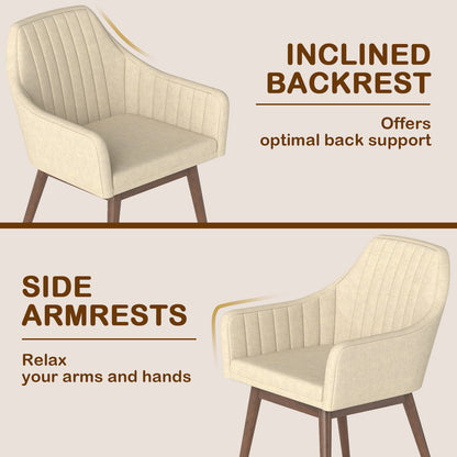Upholstered Dining Chairs Set of 2 with Padded Backrest