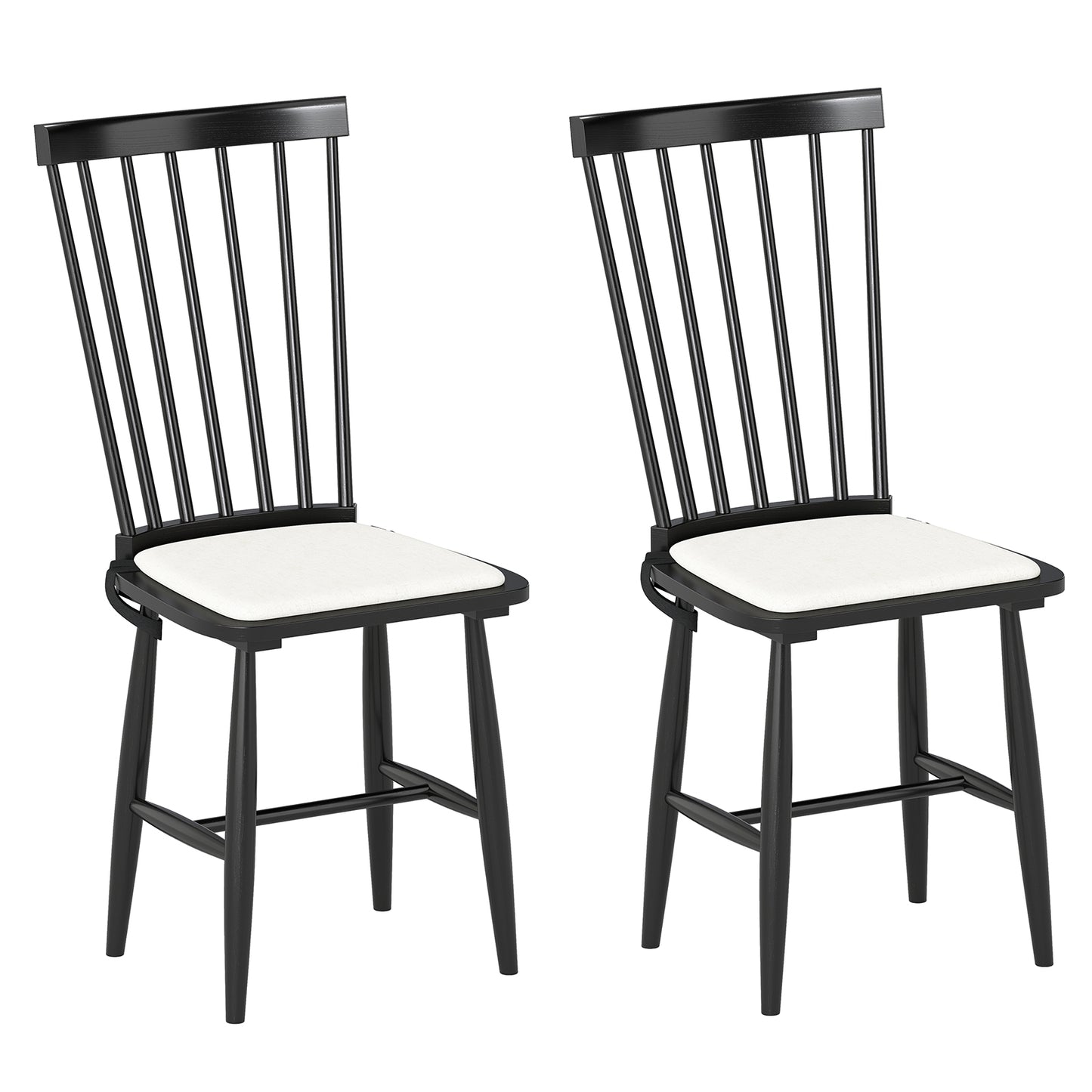 Windsor Dining Chairs Set of 2 with Removable Cushions
