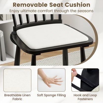 Windsor Dining Chairs Set of 2 with Removable Cushions