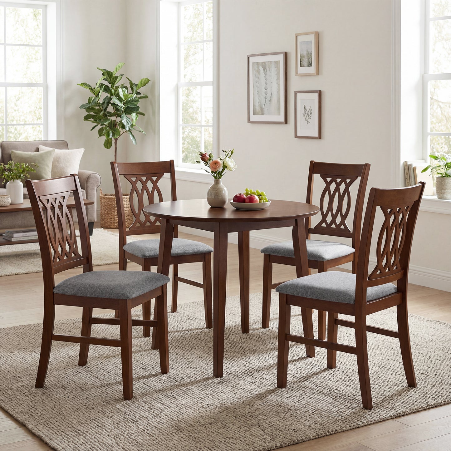 Padded Dining Chairs Set of 2 with Ergonomic Backrest