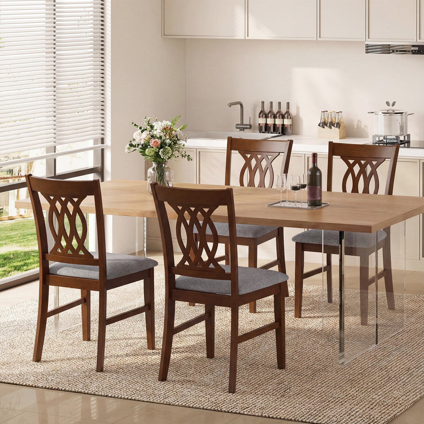 Padded Dining Chairs Set of 2 with Ergonomic Backrest
