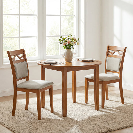 Upholstered Dining Chairs Set of 2 with Rubber Wood Frame