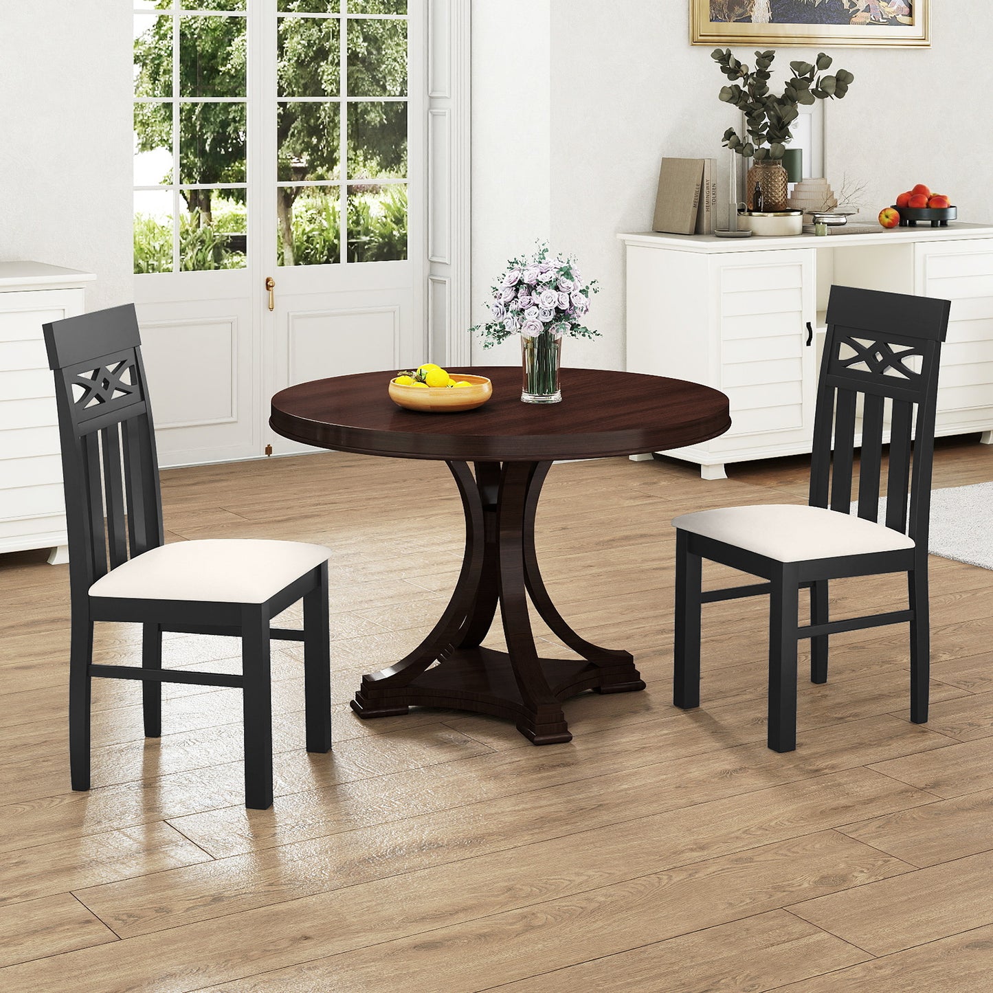 High Back Dining Chairs Set of 2 with Padded Seats