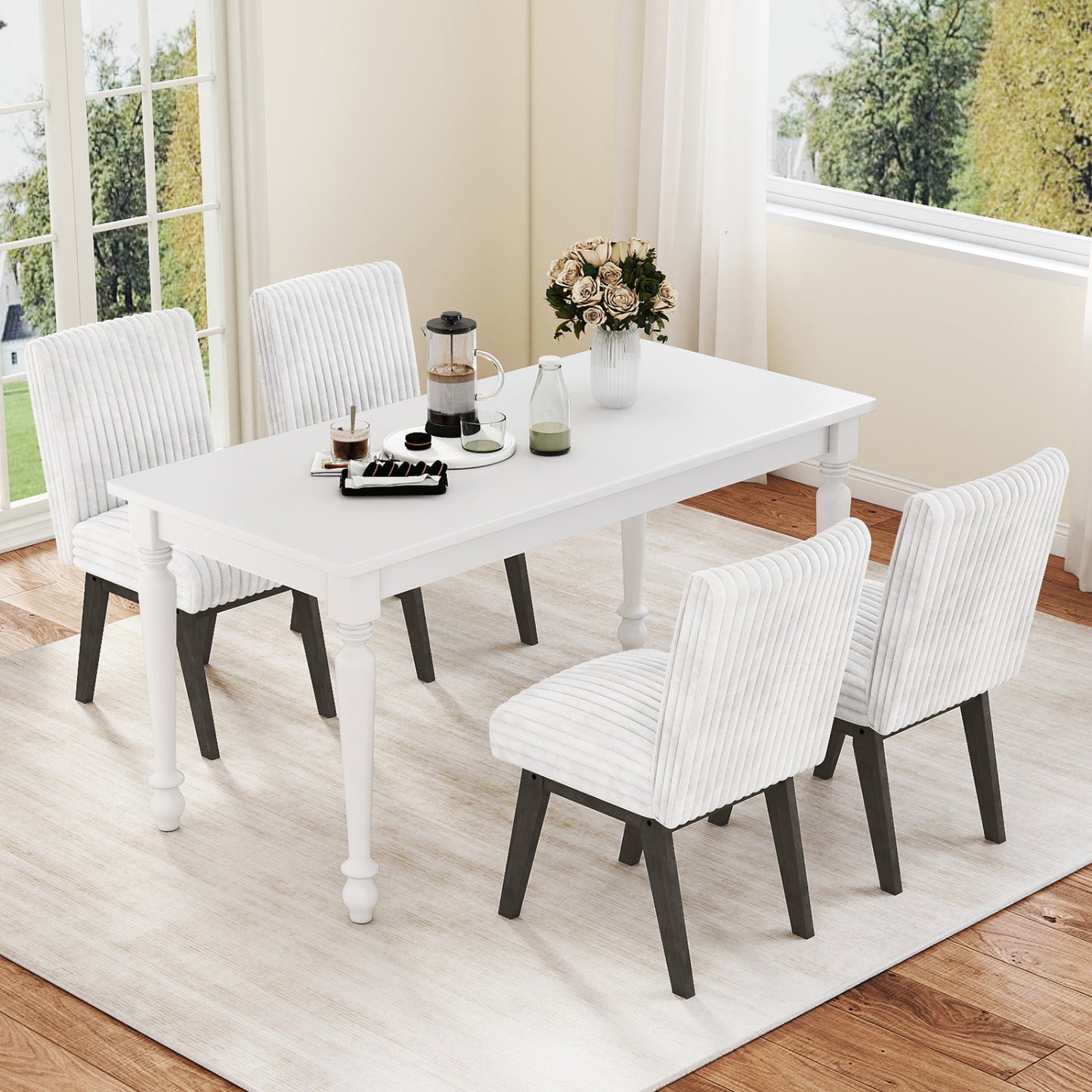 Upholstered Dining Chairs Set of 4 with Tufted Back