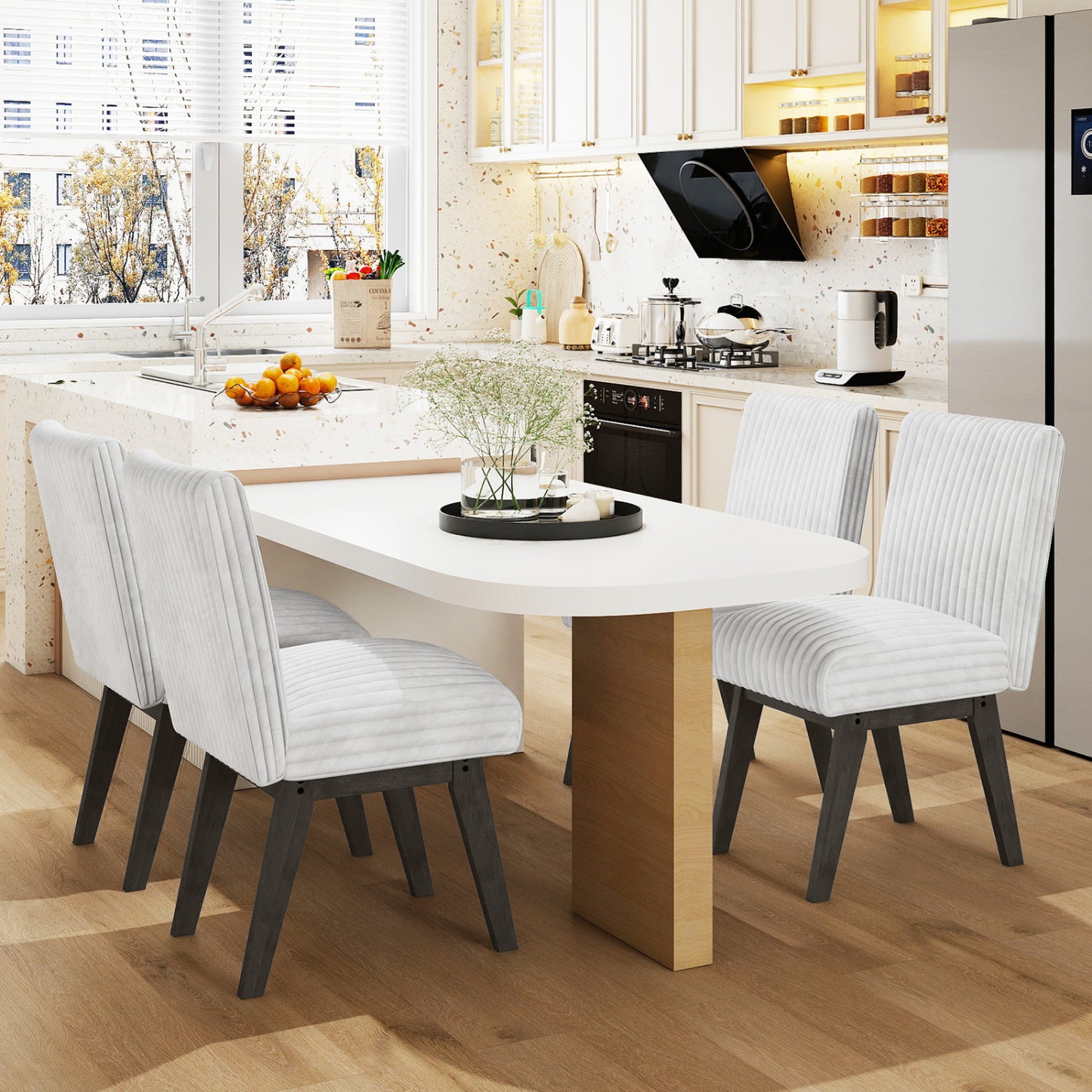 Upholstered Dining Chairs Set of 4 with Tufted Back