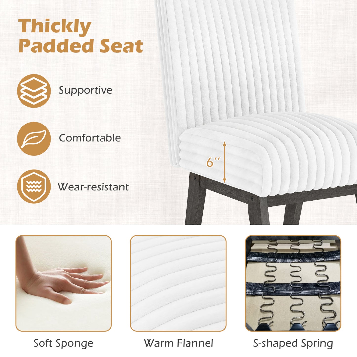 Upholstered Dining Chairs Set of 4 with Tufted Back