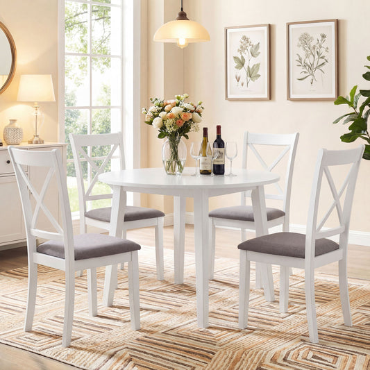 Rubber Wood Dining Chairs Set of 4 with Padded Seats