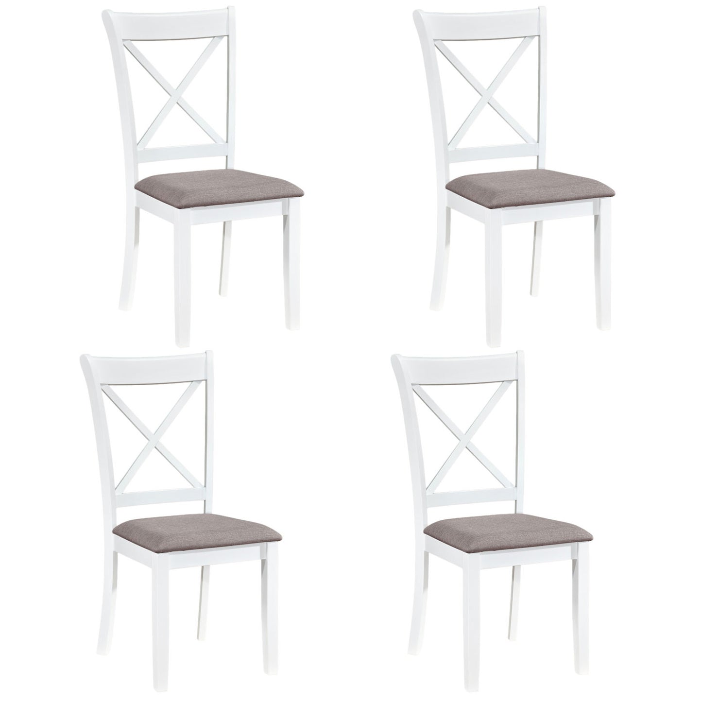 Rubber Wood Dining Chairs Set of 4 with Padded Seats