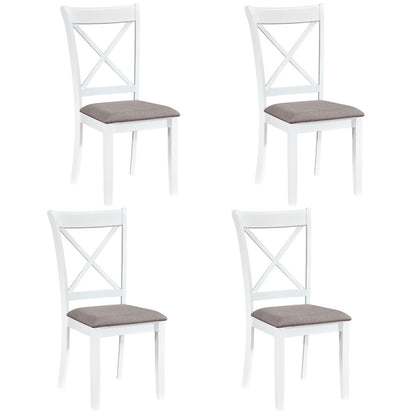 Rubber Wood Dining Chairs Set of 4 with Padded Seats