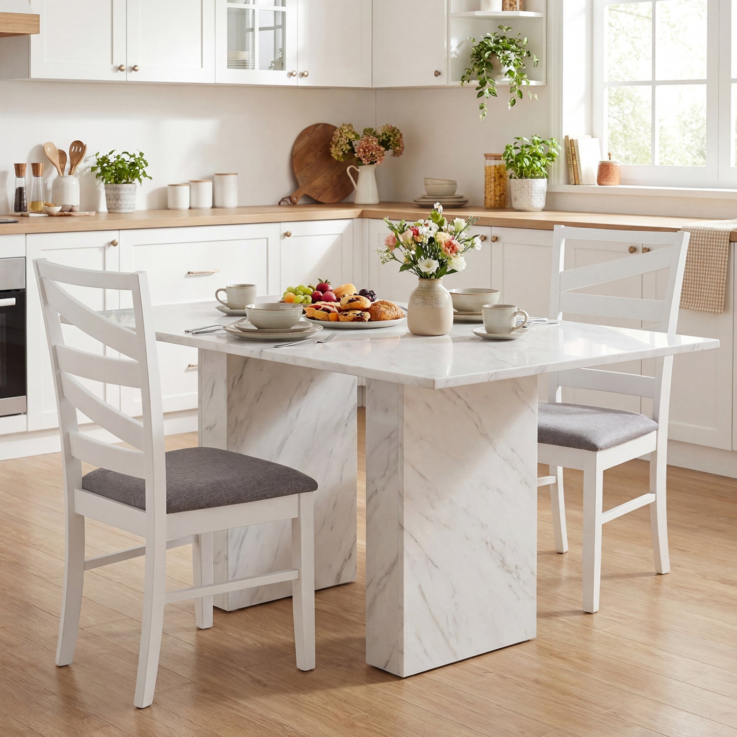 Dining Chairs Set of 2 with Rubber Wood Frames