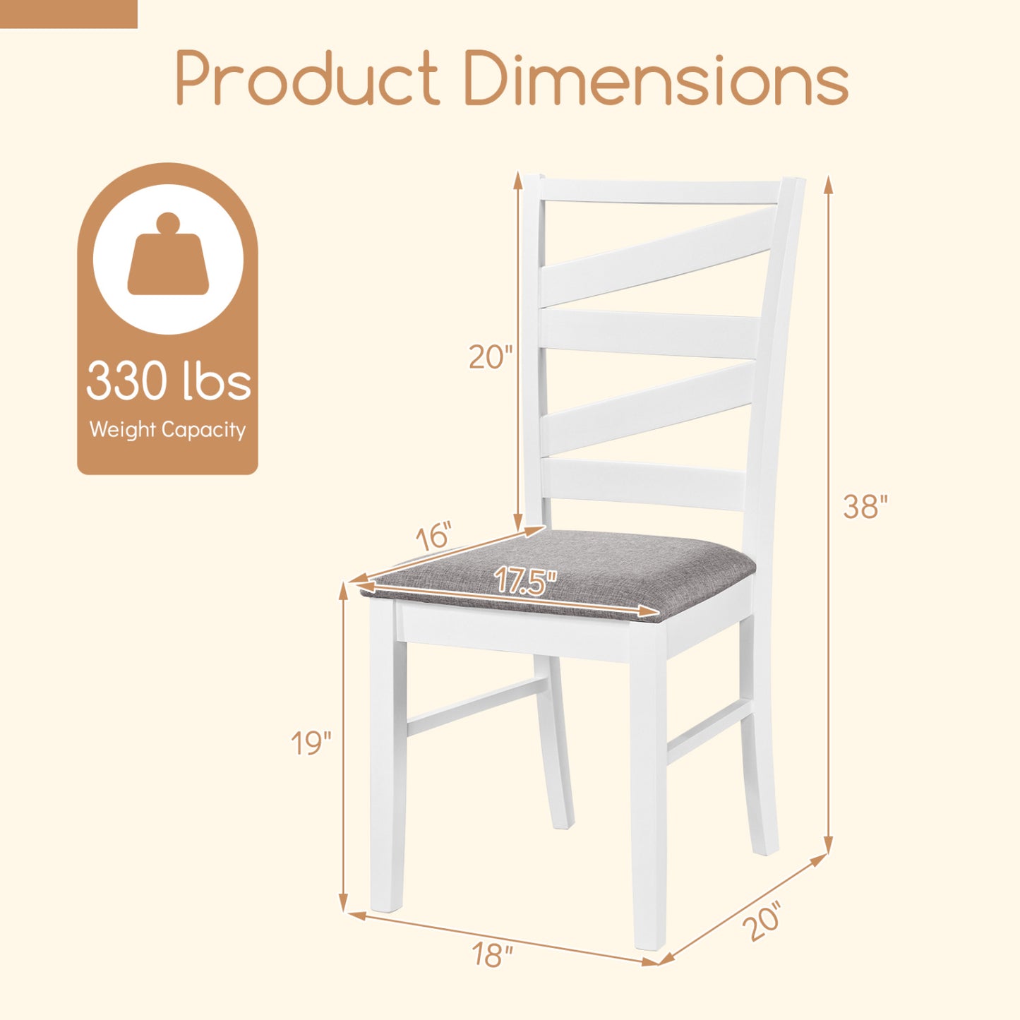 Dining Chairs Set of 4 with Rubber Wood Frames and Backrests