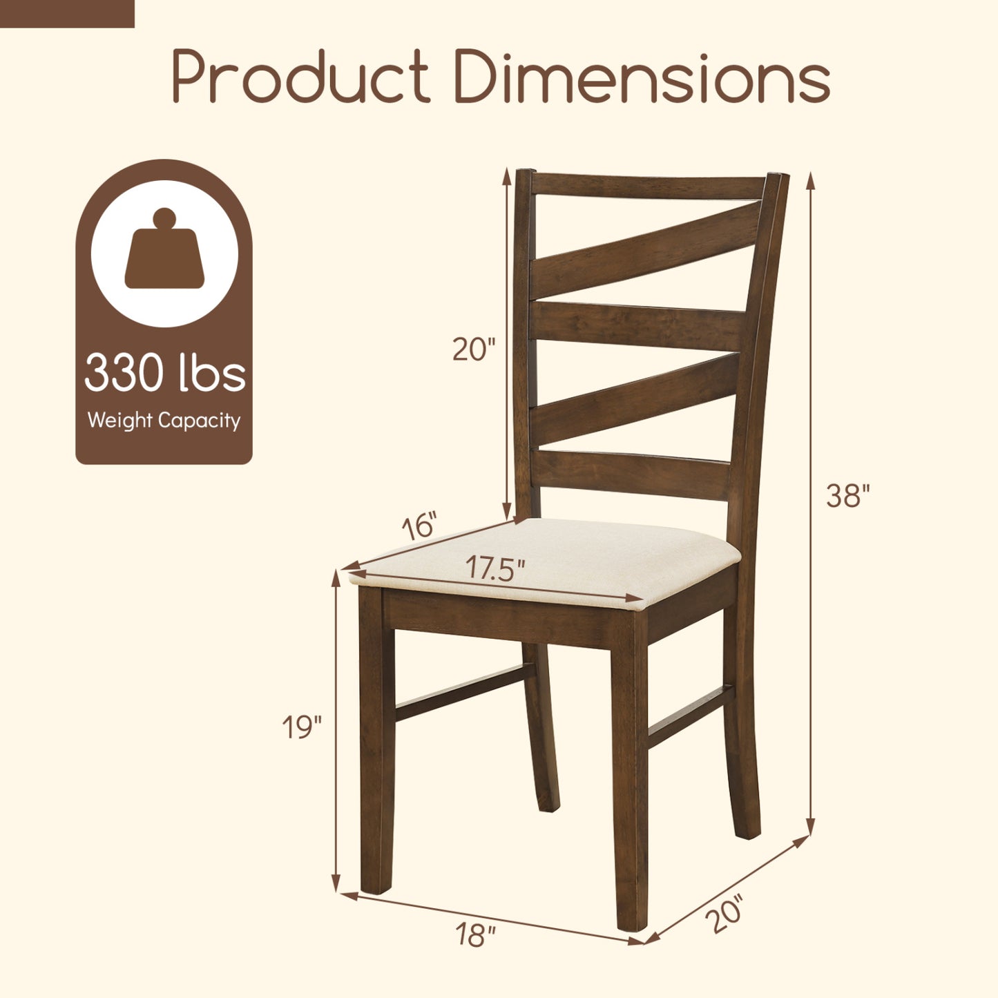 Dining Chairs Set of 4 with Rubber Wood Frames and Backrests