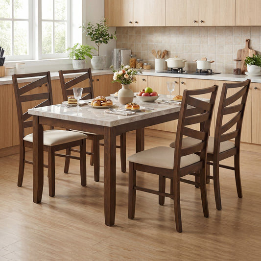 Dining Chairs Set of 4 with Rubber Wood Frames and Backrests