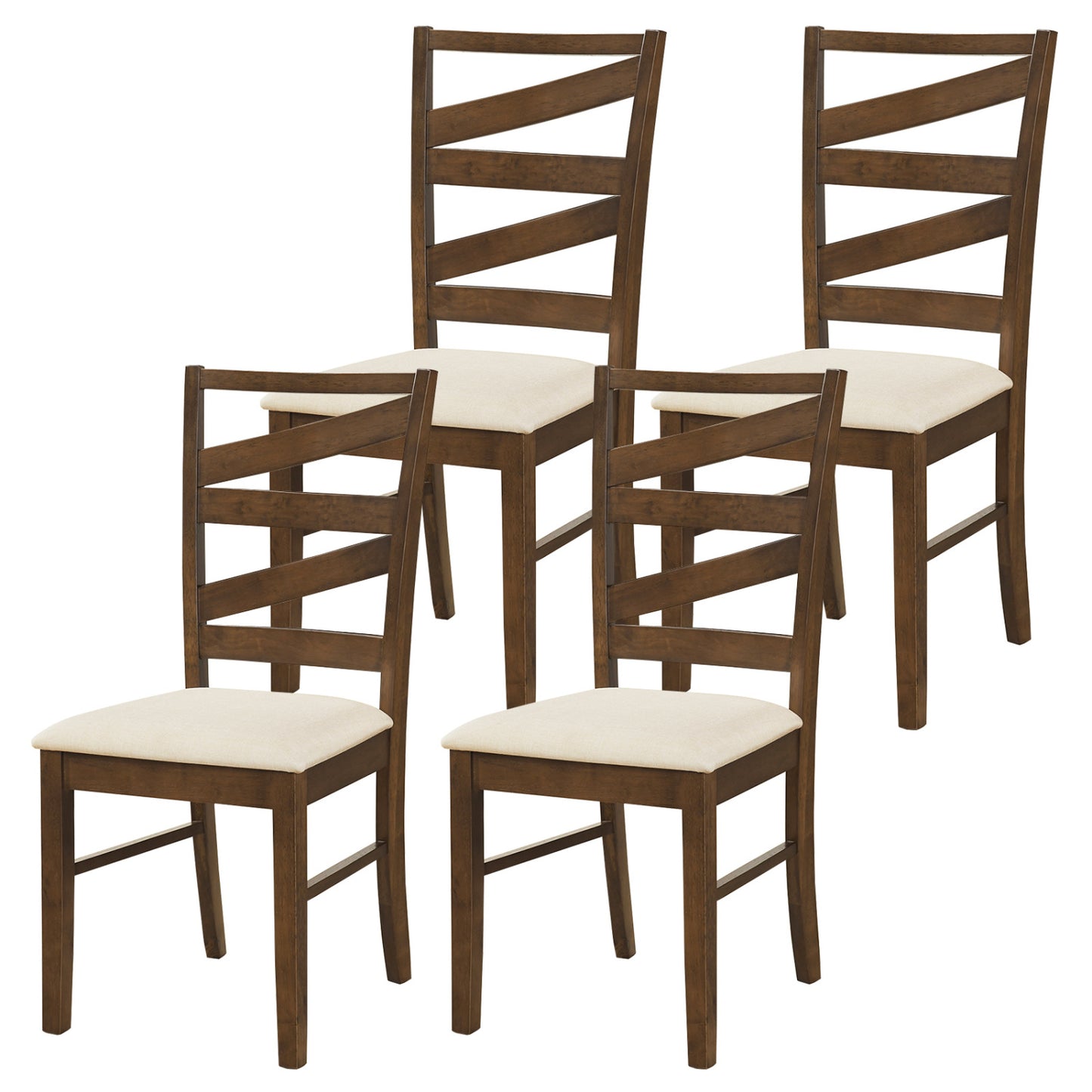 Dining Chairs Set of 4 with Rubber Wood Frames and Backrests