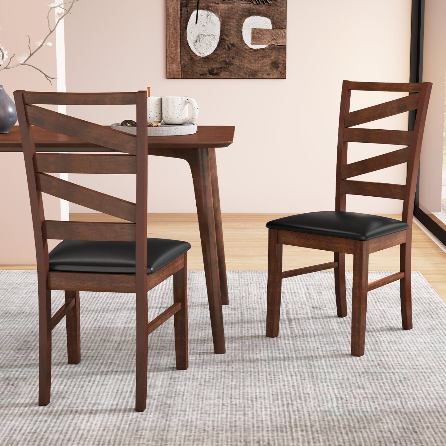 Dining Chairs Set of 2 with Rubber Wood Legs