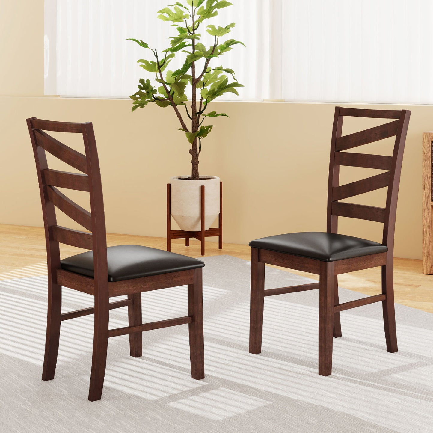 Dining Chairs Set of 2 with Rubber Wood Legs