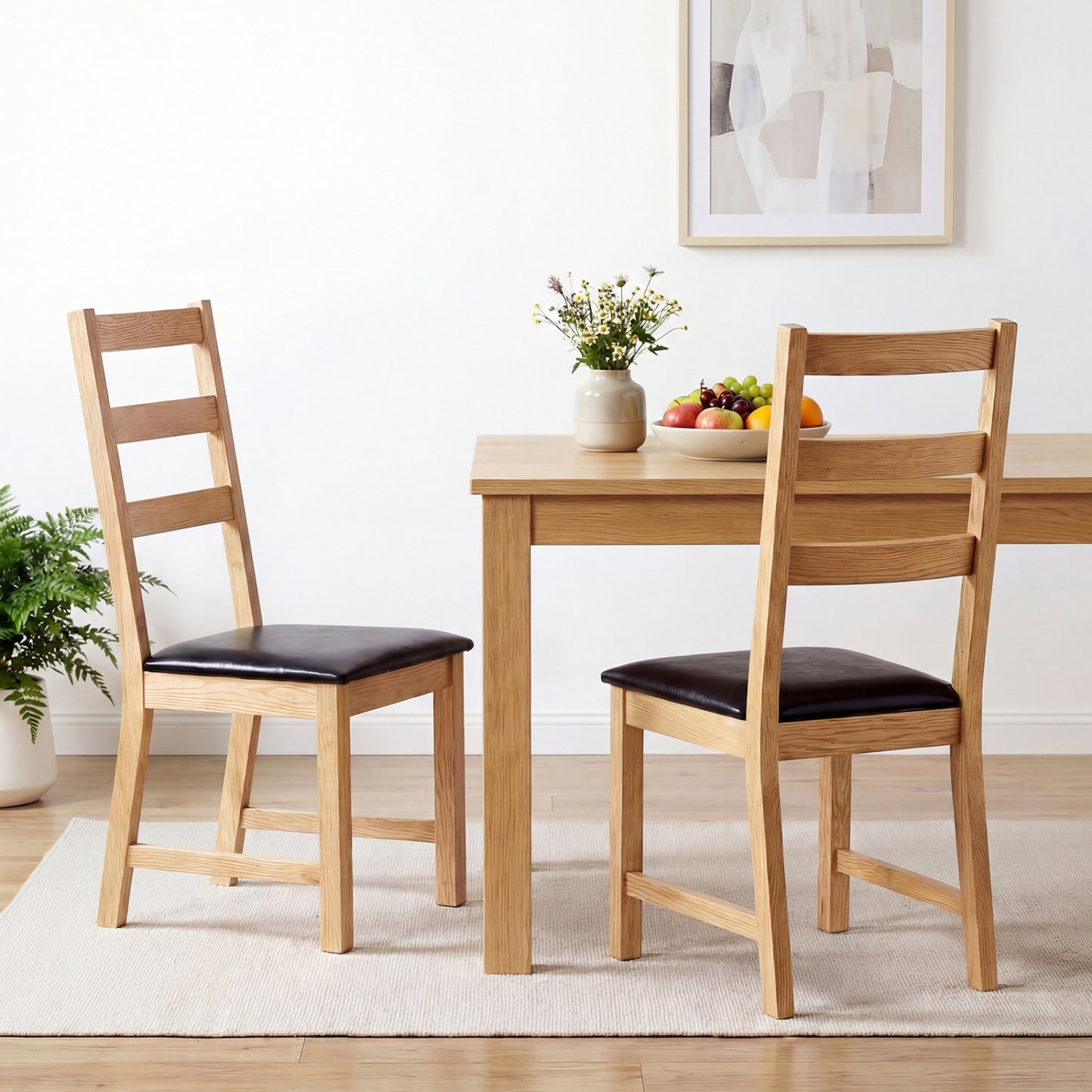 Farmhouse Dining Chairs Set of 2 with Hollowed Backrest
