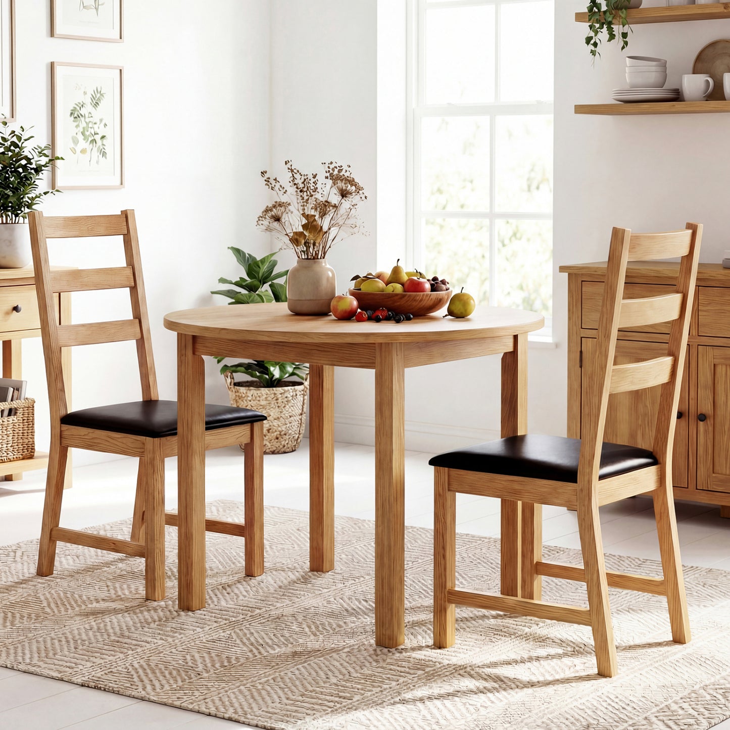 Farmhouse Dining Chairs Set of 2 with Hollowed Backrest