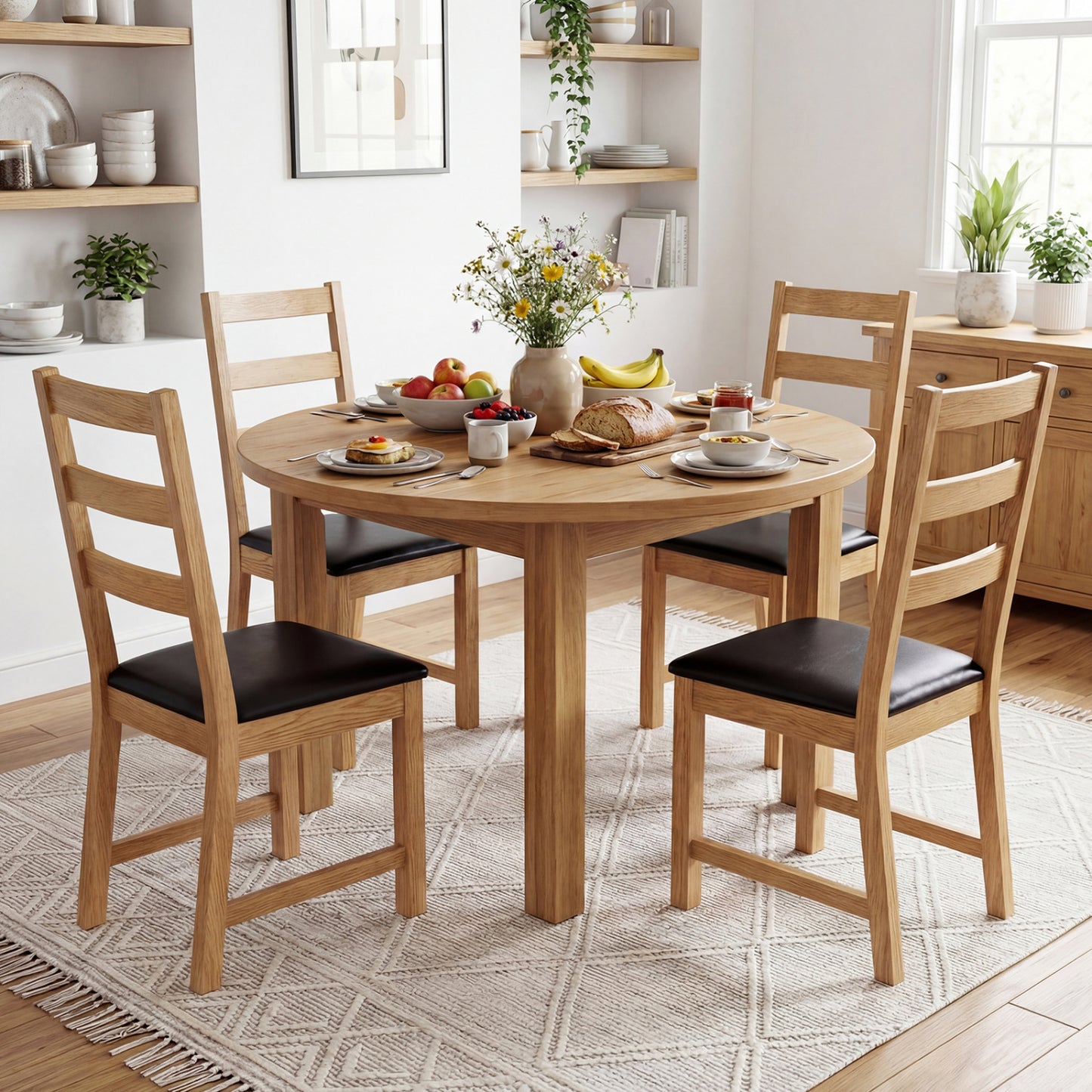 Farmhouse Dining Chairs Set of 2 with Hollowed Backrest