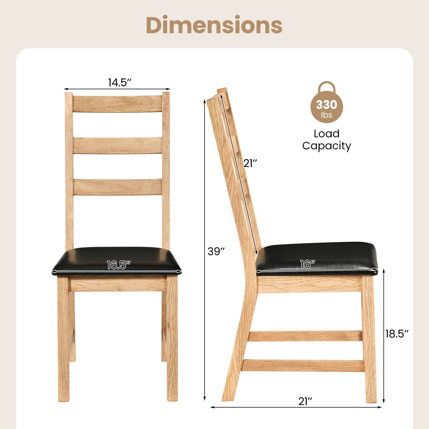 Farmhouse Dining Chairs Set of 2 with Hollowed Backrest