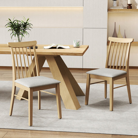 Upholstered Dining Chairs Set of 2 with Rubber Wood Frame