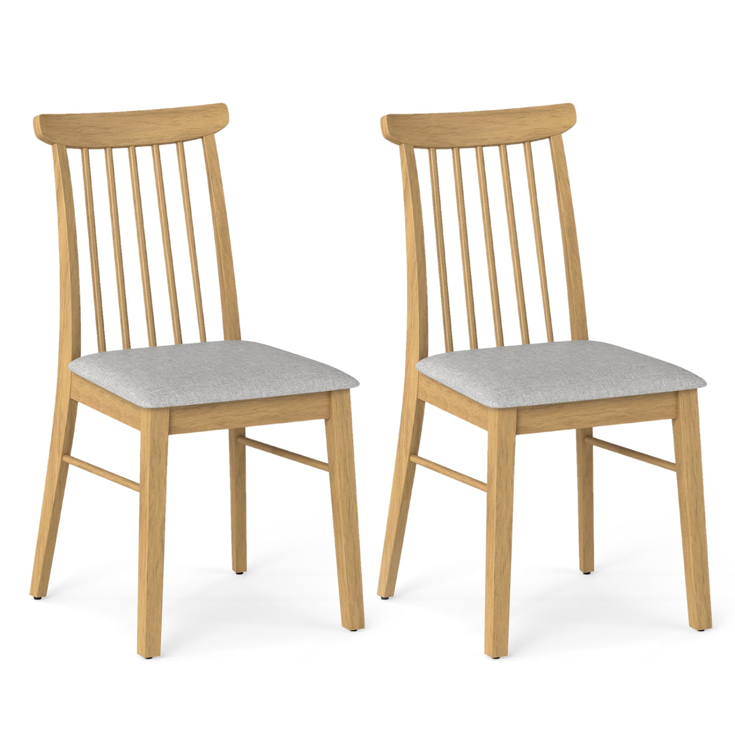 Upholstered Dining Chairs Set of 2 with Rubber Wood Frame