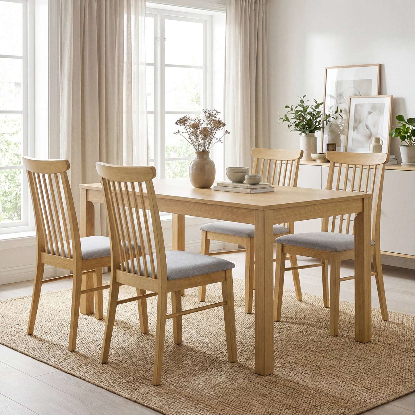 Dining Chairs Set of 4 with Rubber Wood Frame