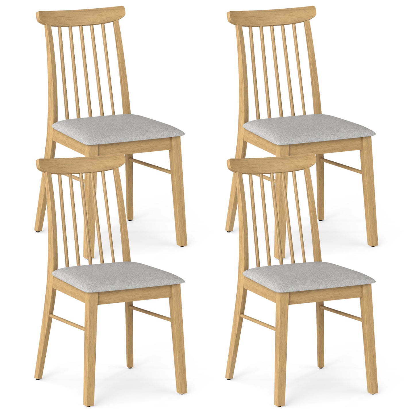 Dining Chairs Set of 4 with Rubber Wood Frame