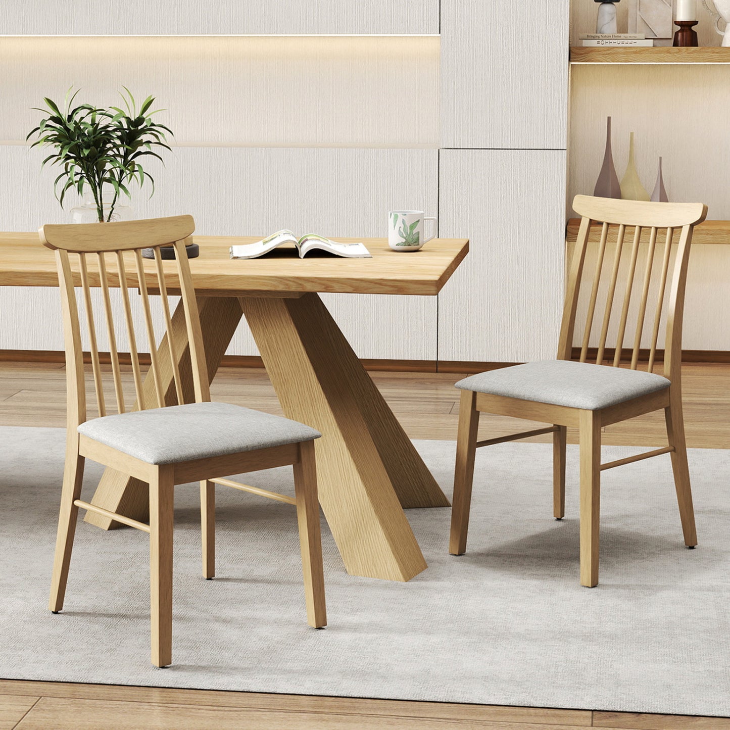 Dining Chairs Set of 4 with Rubber Wood Frame