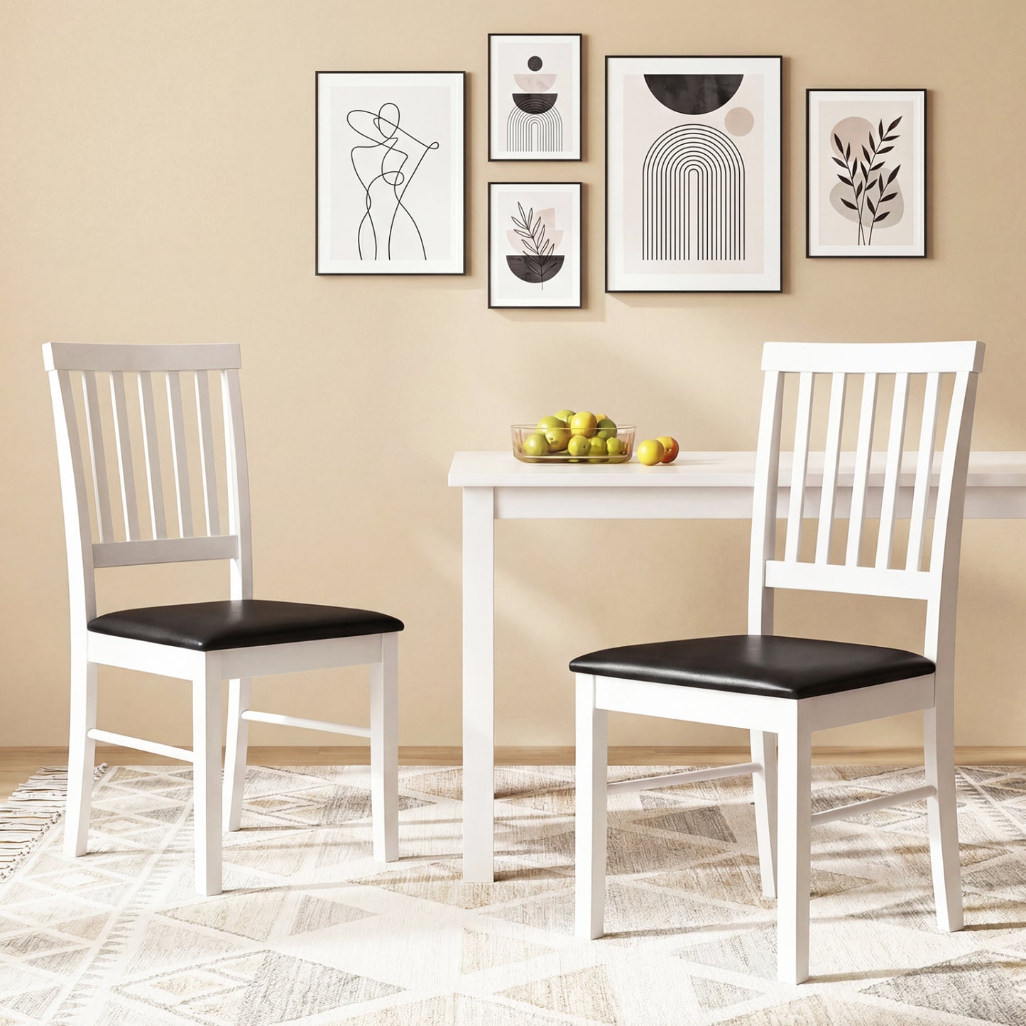 Mid-Century Dining Chairs Set of 2 with Upholstered Cushions