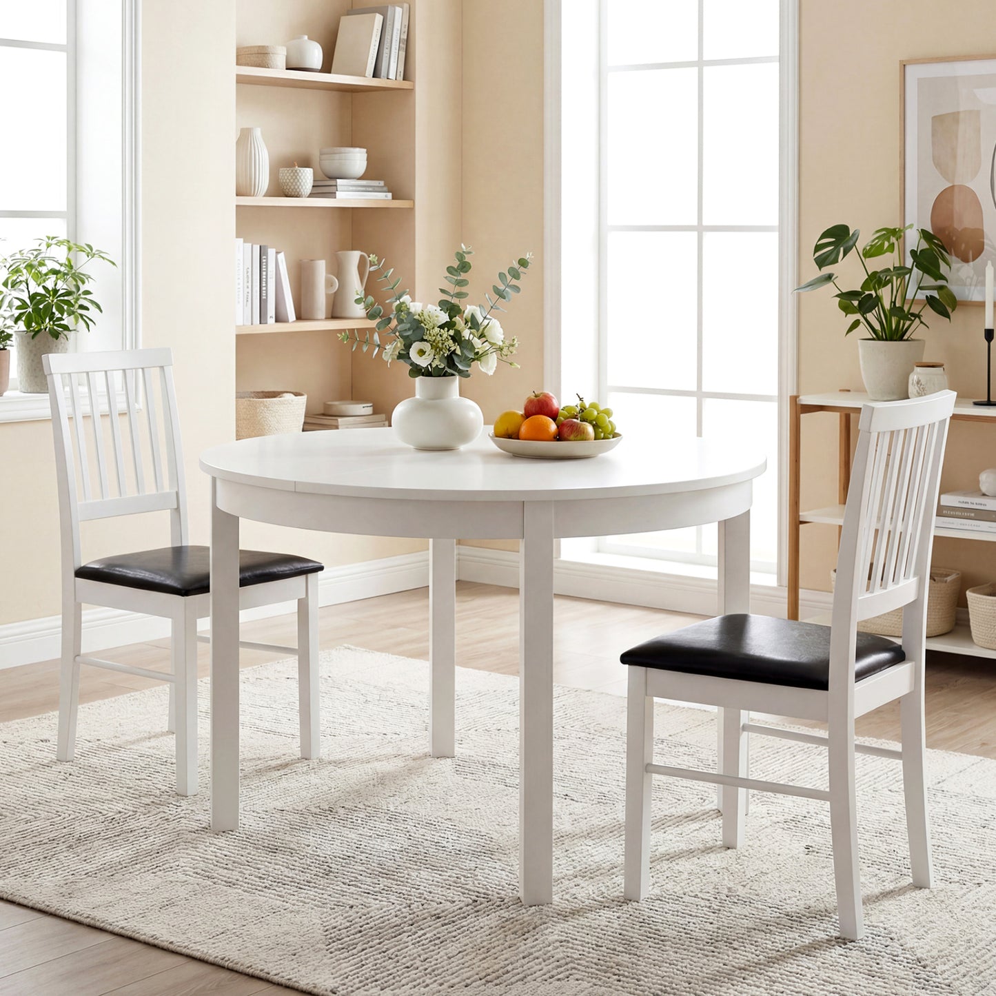 Mid-Century Dining Chairs Set of 2 with Upholstered Cushions