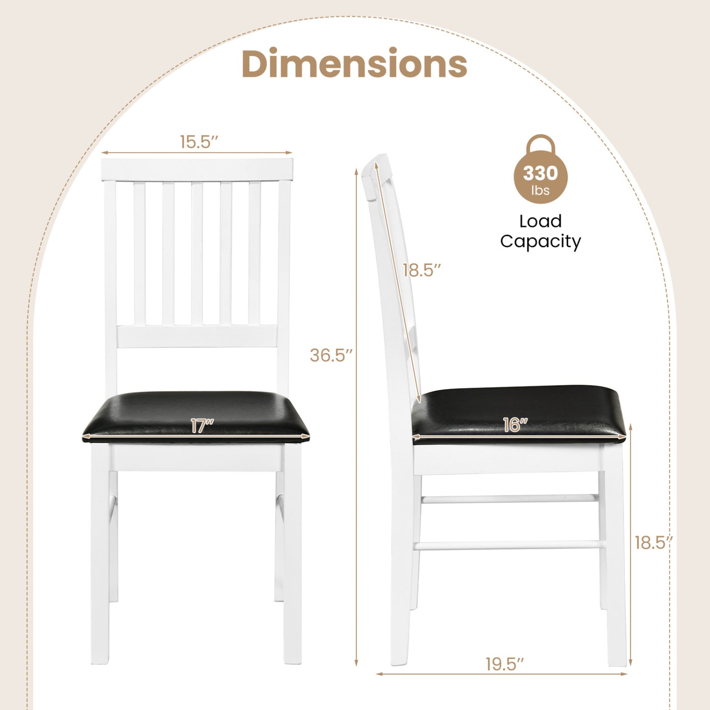 Mid-Century Dining Chairs Set of 2 with Upholstered Cushions