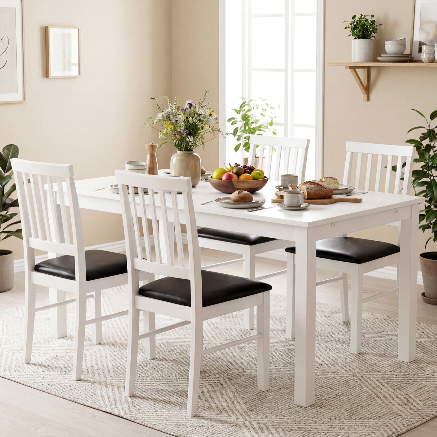 Mid-Century Dining Chairs Set of 2 with Upholstered Cushions