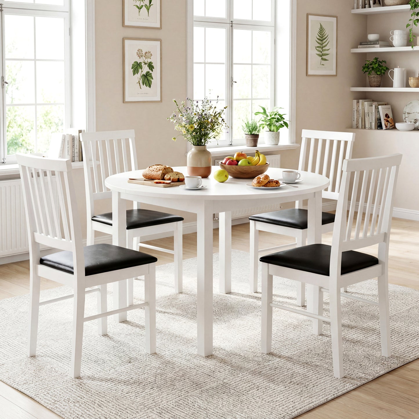 Mid-Century Dining Chairs Set of 2 with Upholstered Cushions