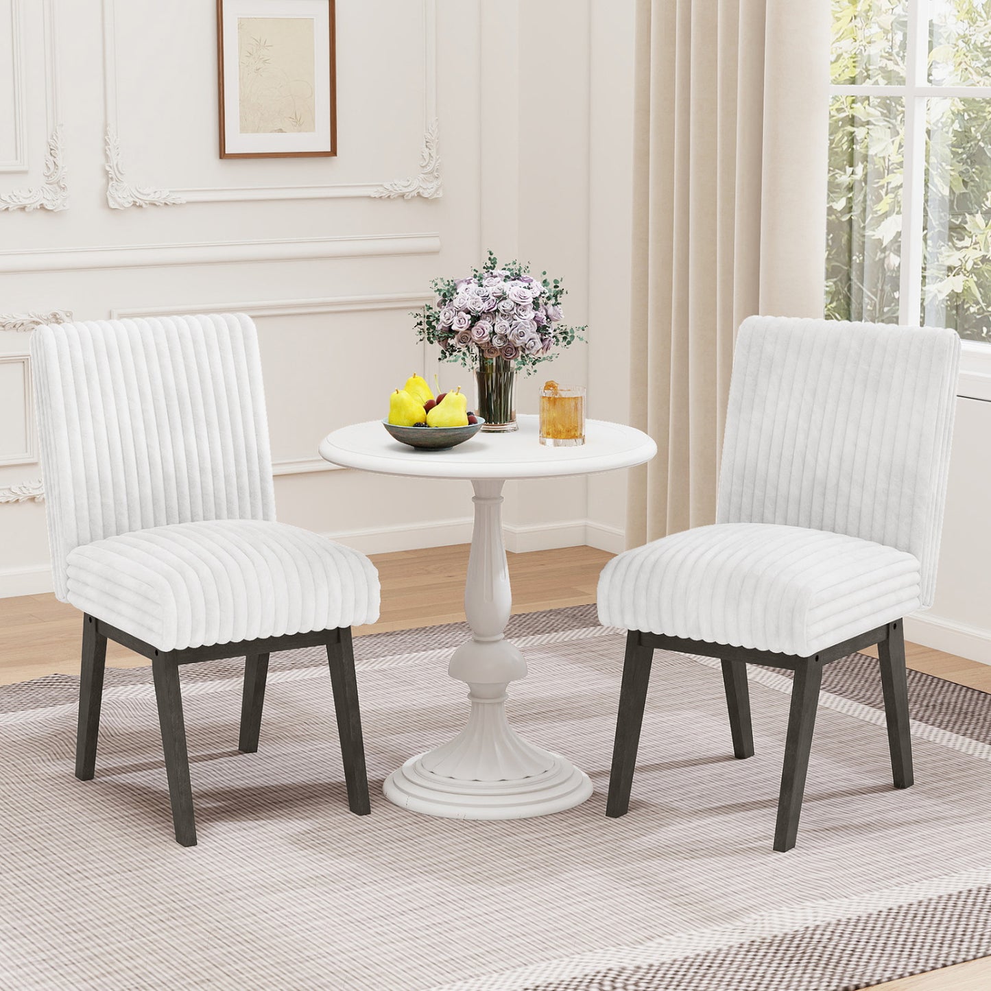 Upholstered Dining Chairs Set of 2 with Tufted Back