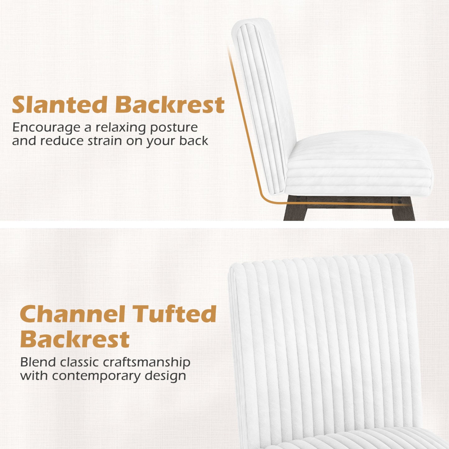 Upholstered Dining Chairs Set of 2 with Tufted Back