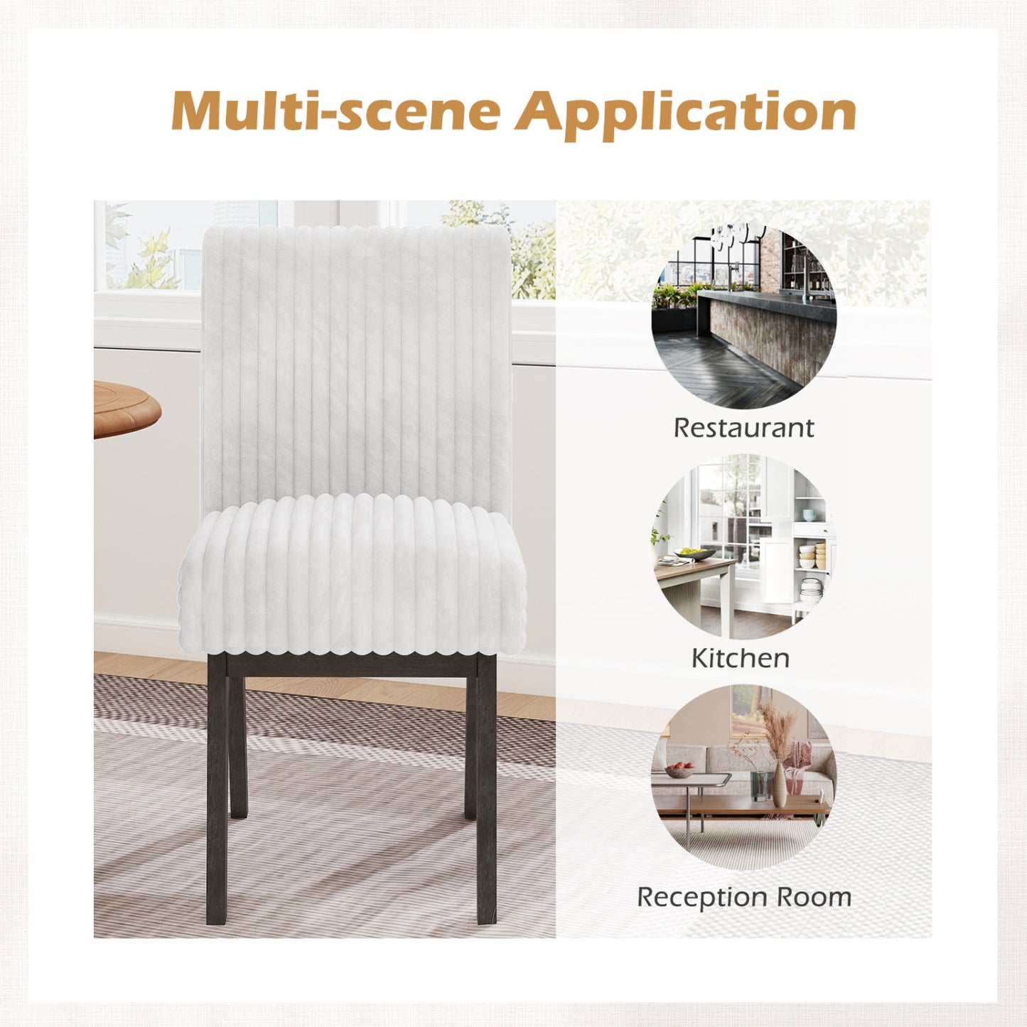 Upholstered Dining Chairs Set of 2 with Tufted Back