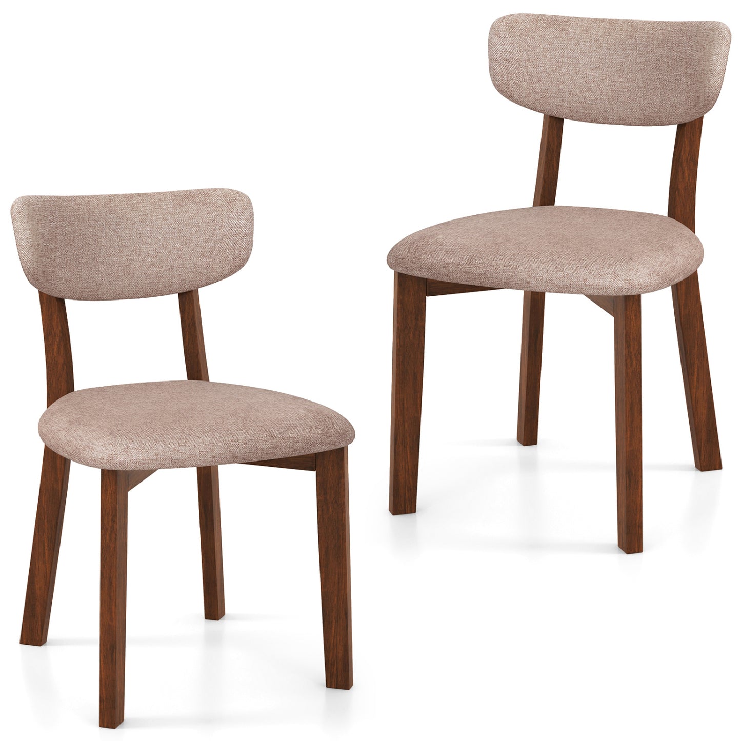 Upholstered Dining Chairs Set of 2 with Rubber Wood Frame