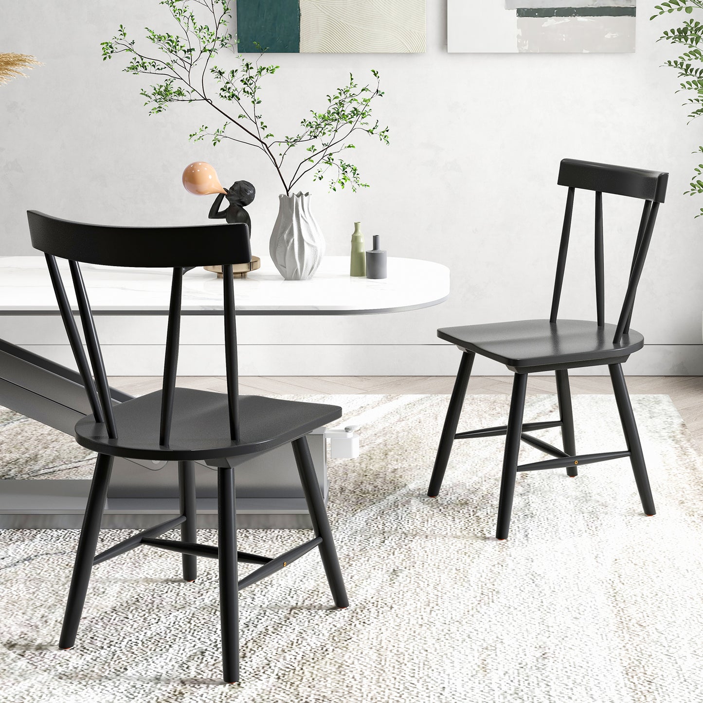 Windsor Dining Chair with Solid Rubber Wood Frame